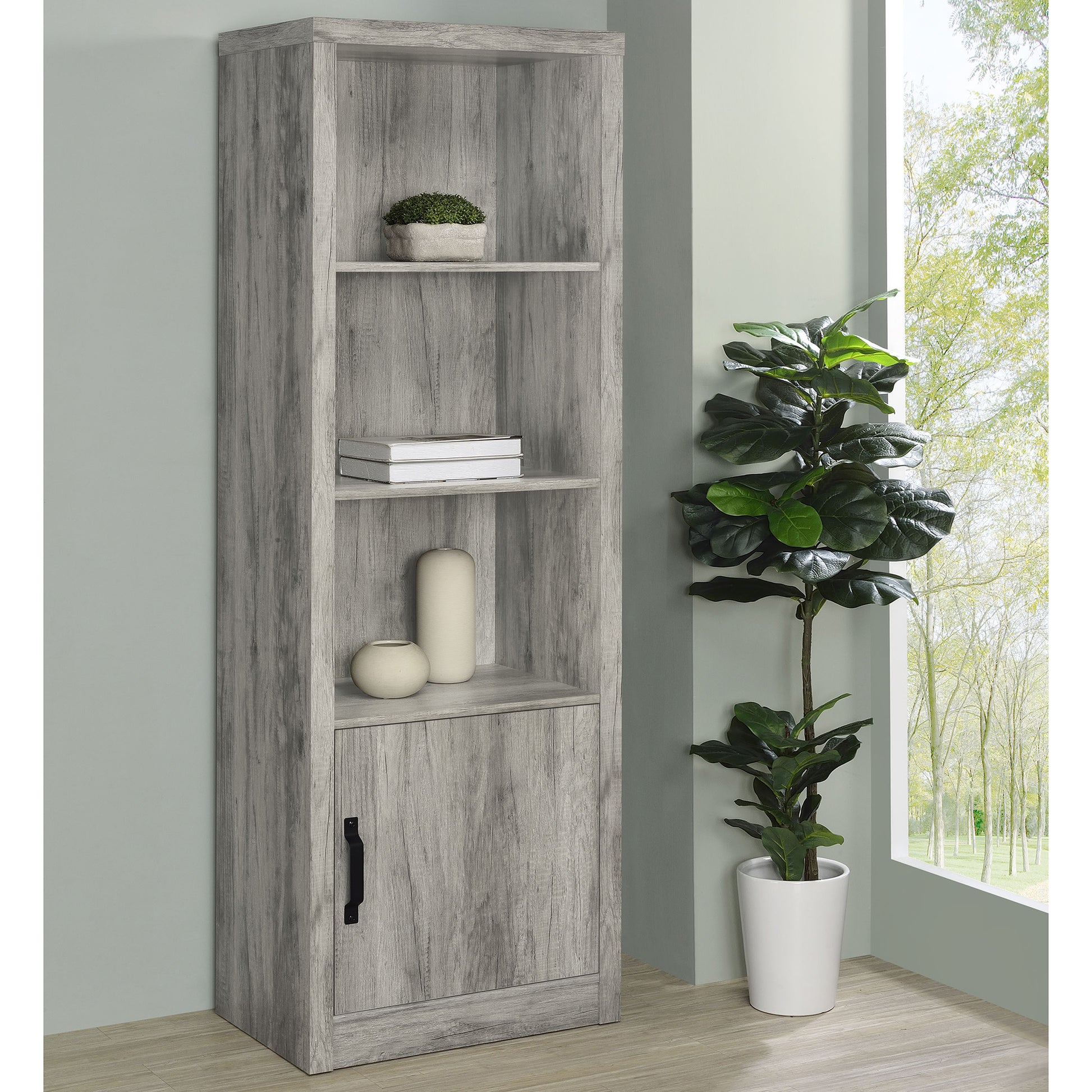 Conifer Grey Driftwood 3-shelf Media Tower
