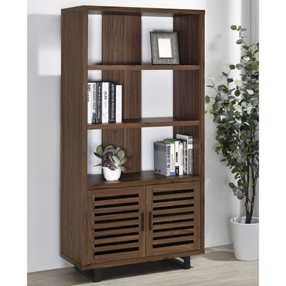 Rodger Walnut 3-shelf Cabinet Bookcase