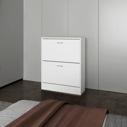 White Shoe Cabinet with 2 Tilt-Out Doors