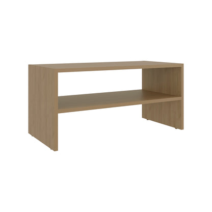 Natural Oak 2-Shelf Shoe Rack - Low Horizontal Design for Living Room