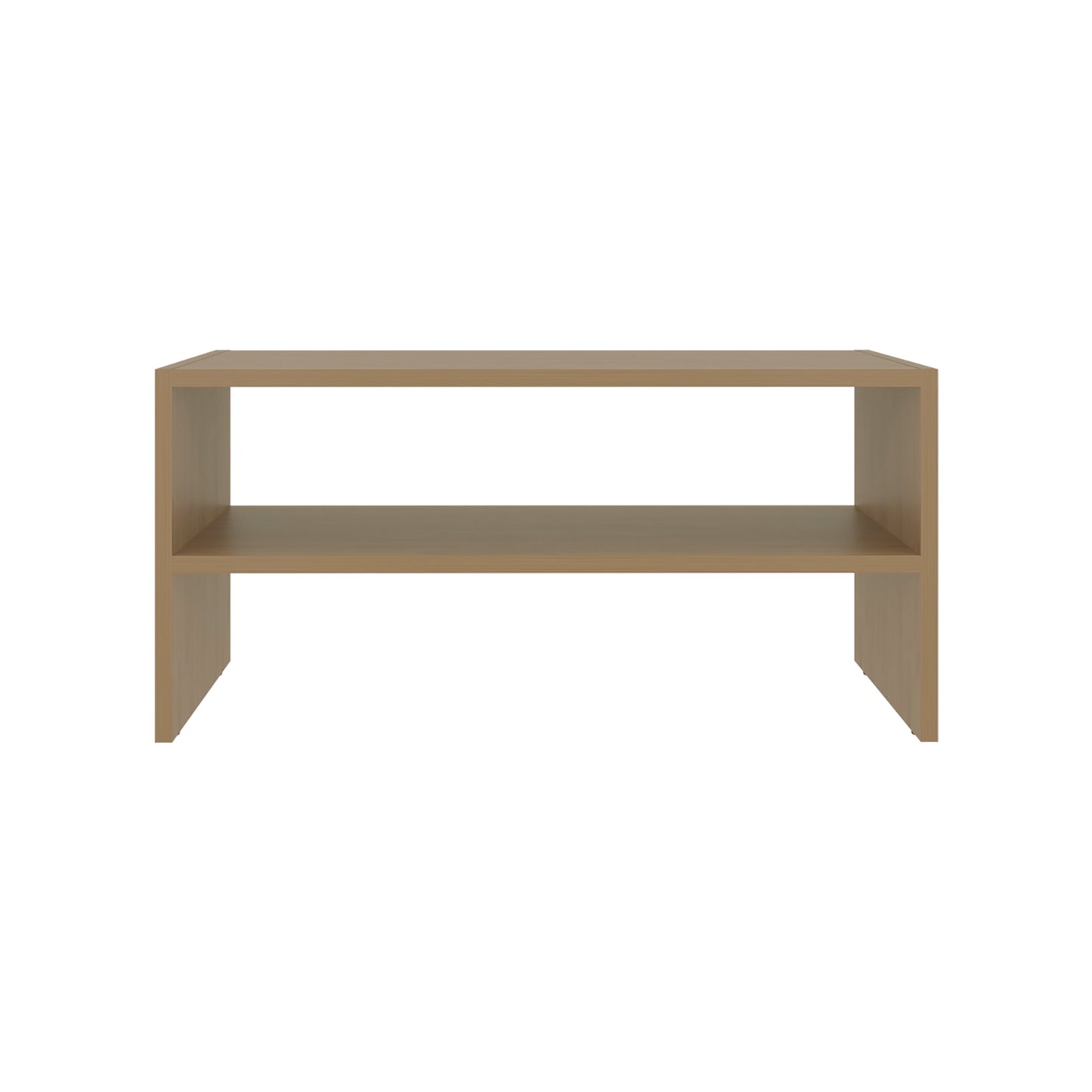 Natural Oak 2-Shelf Shoe Rack - Low Horizontal Design for Living Room