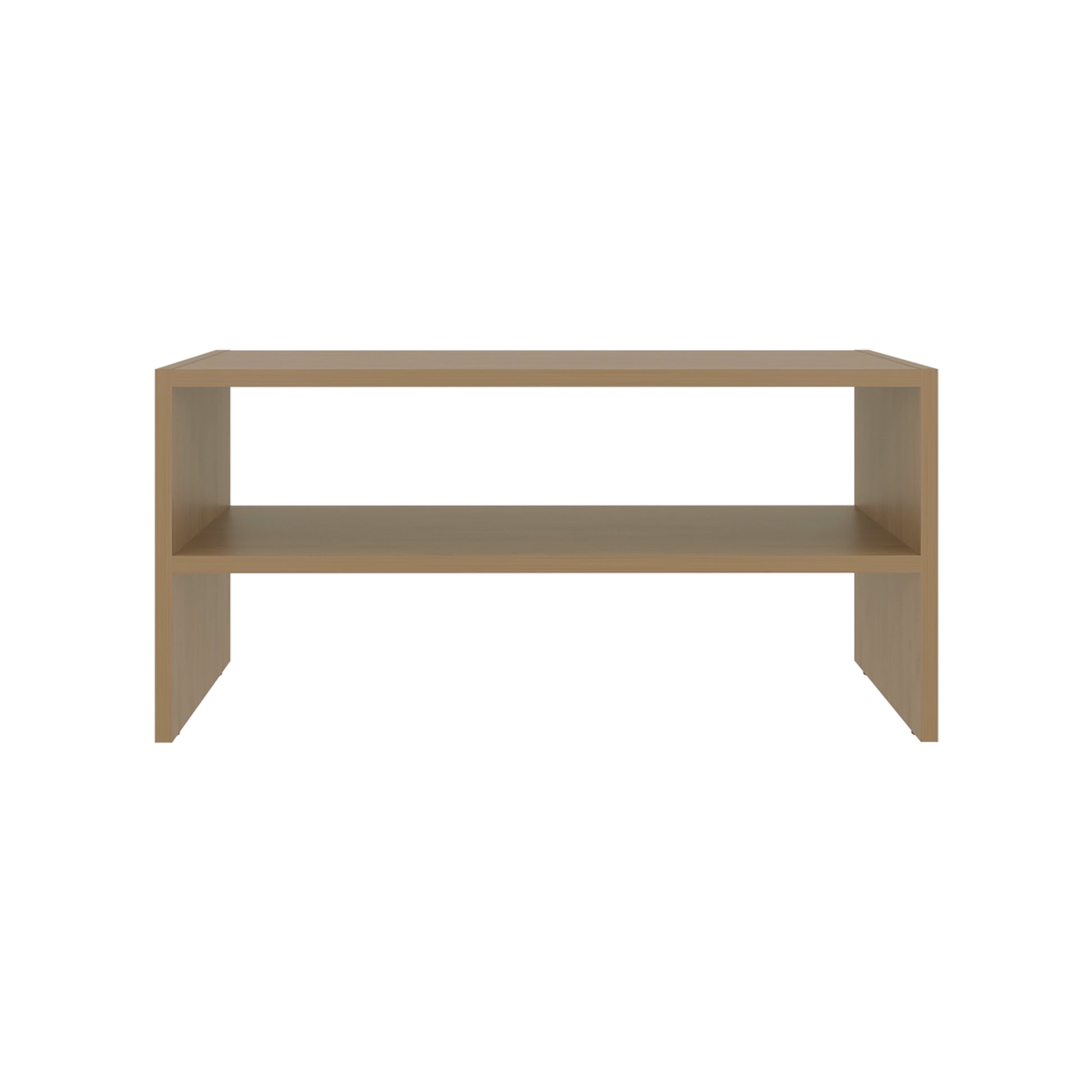 Natural Oak 2-Shelf Shoe Rack - Low Horizontal Design for Living Room