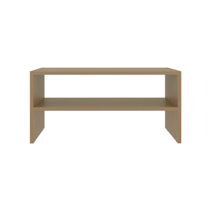 Natural Oak 2-Shelf Shoe Rack - Low Horizontal Design for Living Room