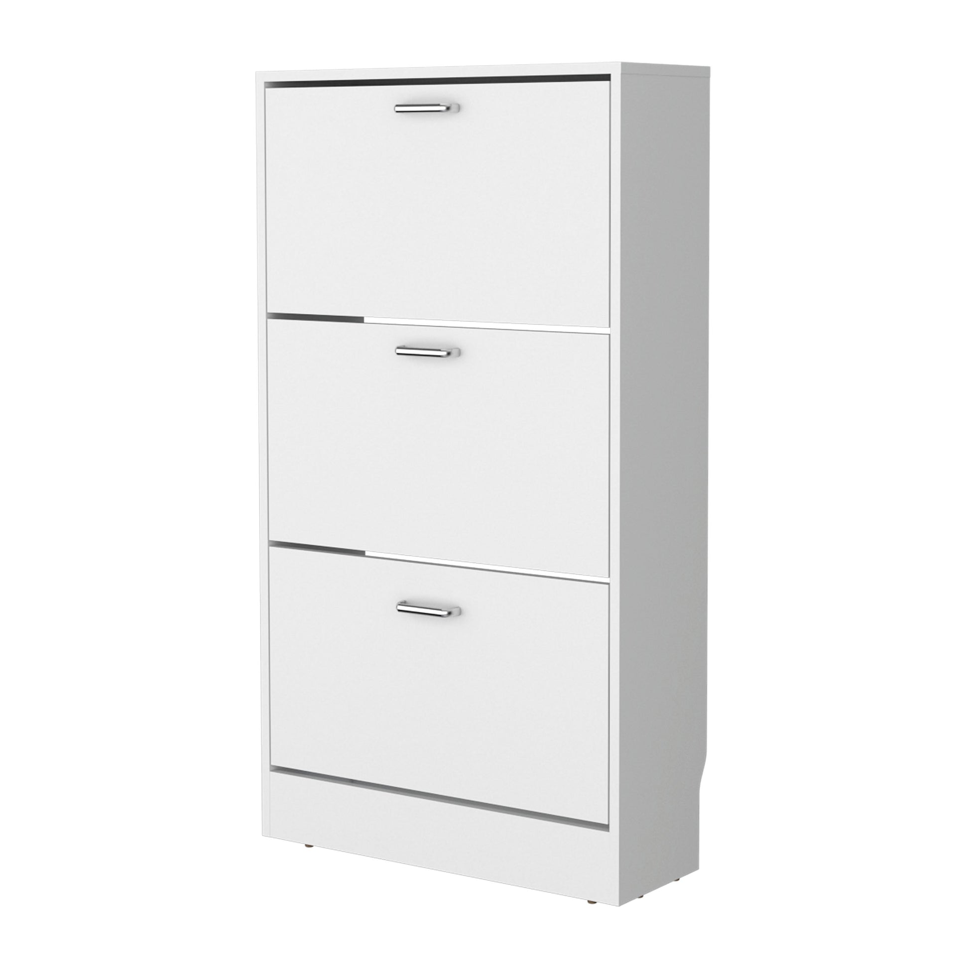 White Shoe Rack - 3 Shelf Storage Cabinet for Living Room