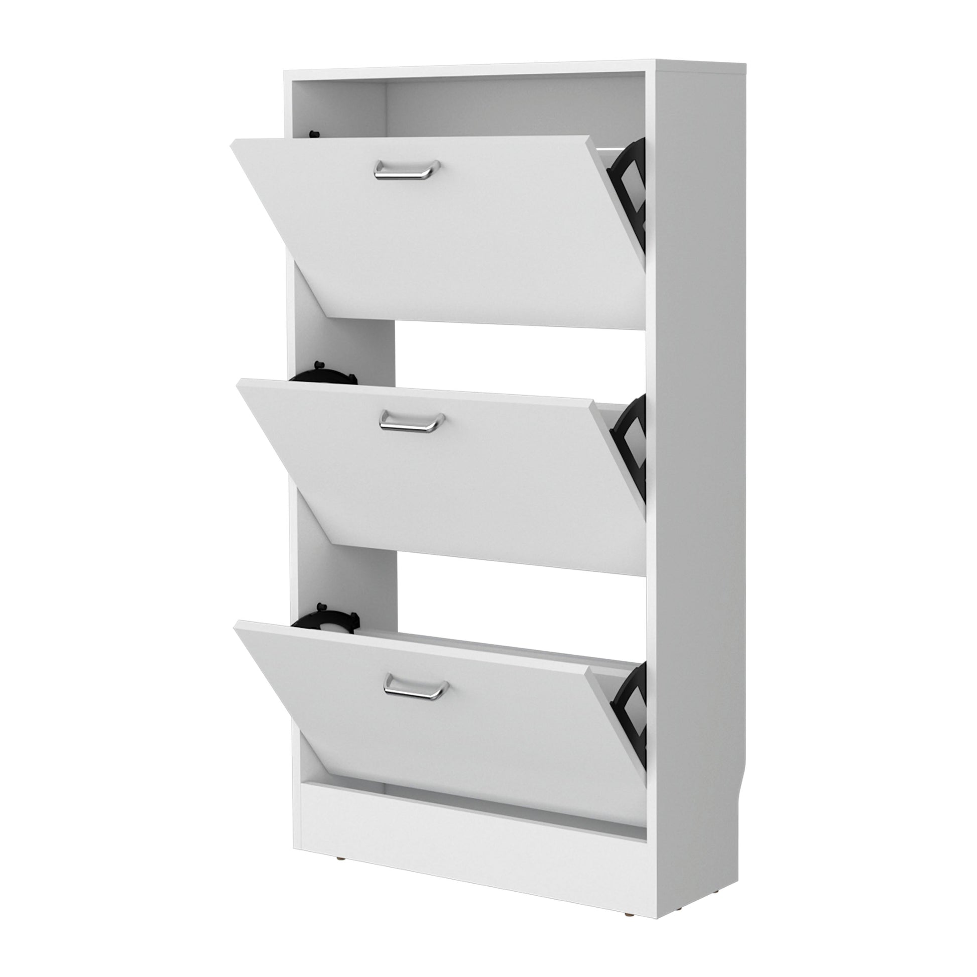 White Shoe Rack - 3 Shelf Storage Cabinet for Living Room