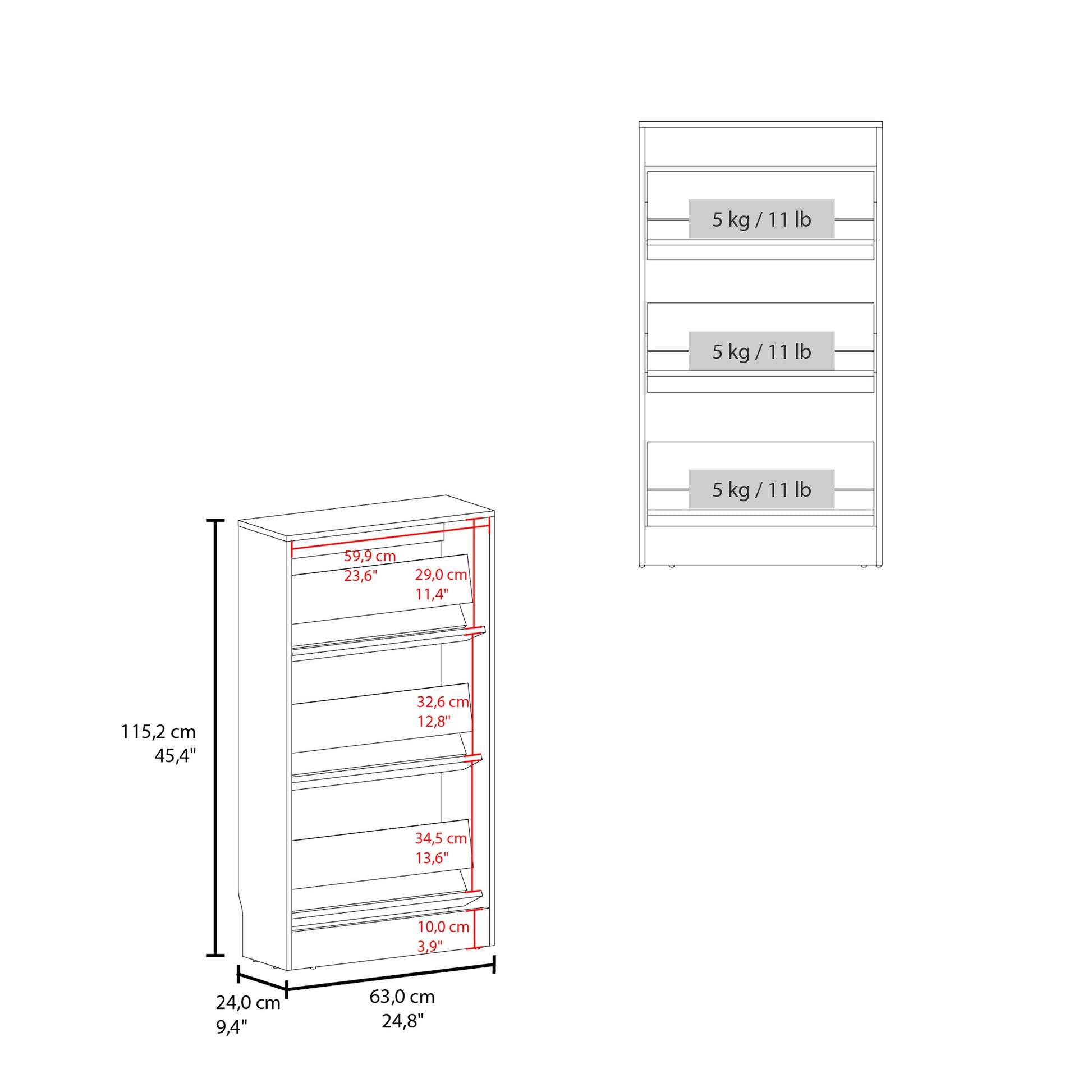 White Shoe Rack - 3 Shelf Storage Cabinet for Living Room