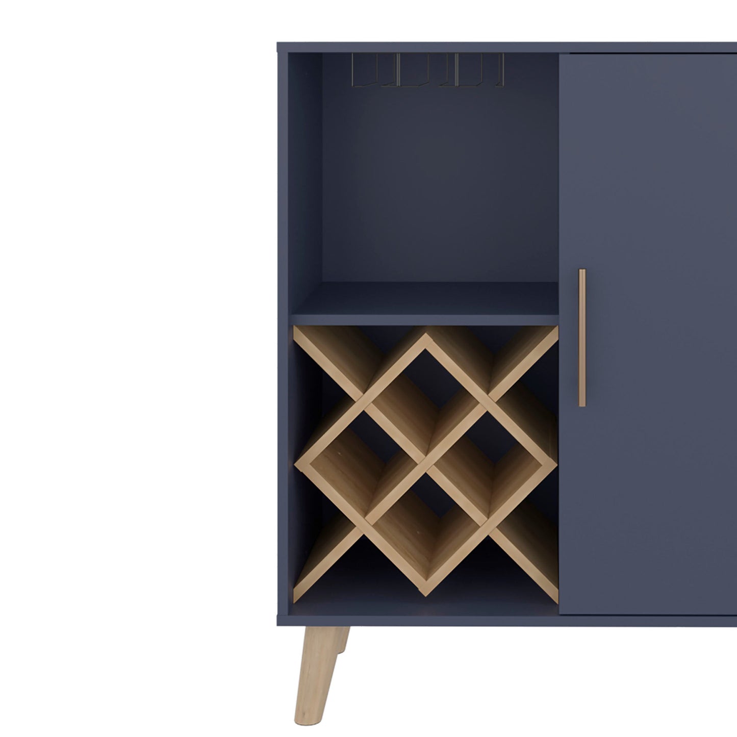 Kronos Blue Oak Bar Cabinet with Wine Rack - Storage & Style