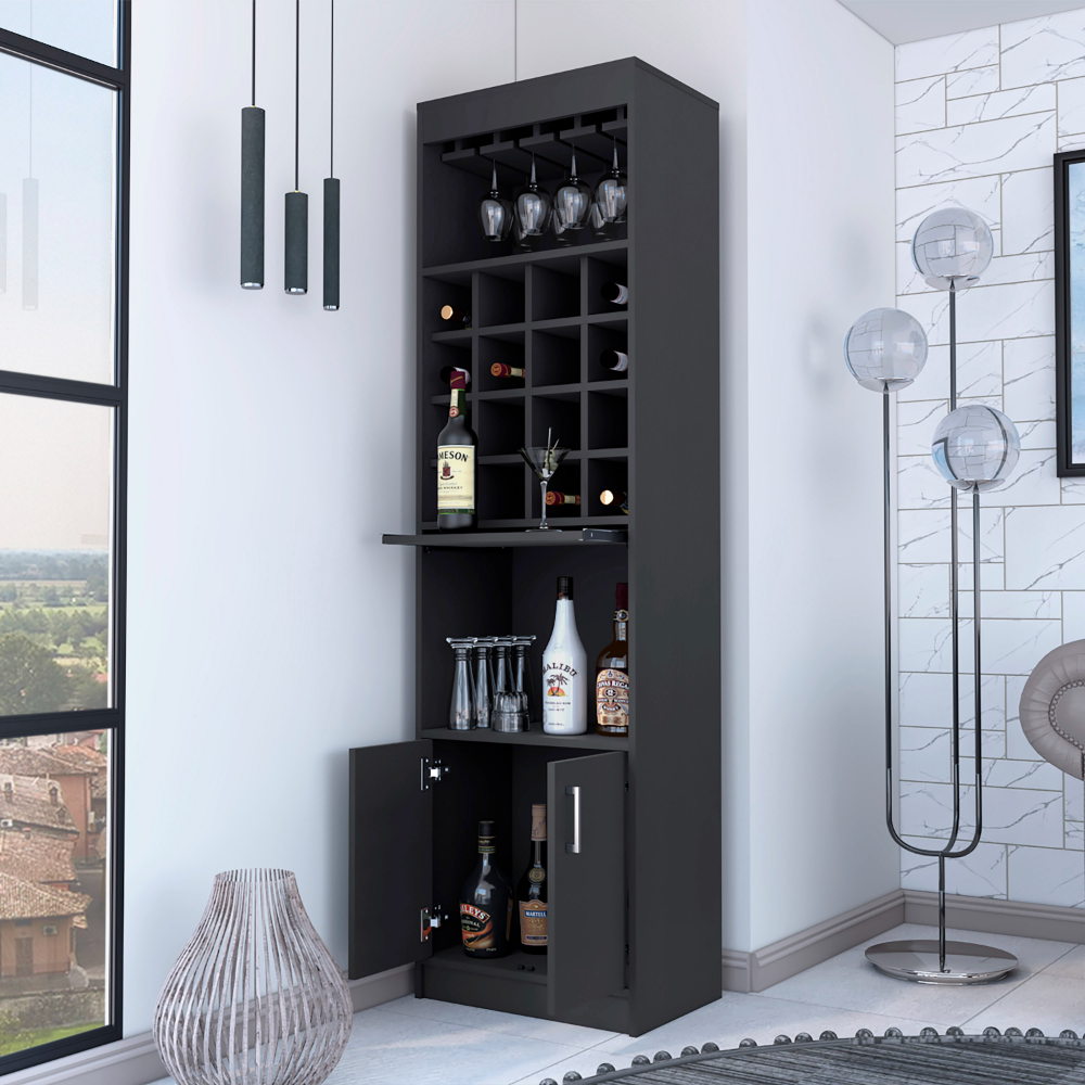 Wenge 16-Bottle Bar Cabinet - Stylish Storage & Display