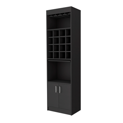 Wenge 16-Bottle Bar Cabinet - Stylish Storage & Display