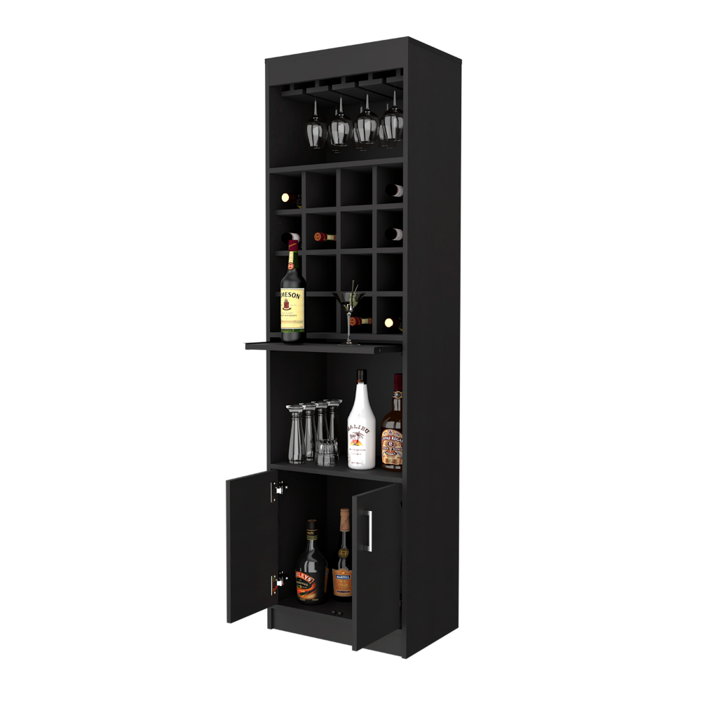 Wenge 16-Bottle Bar Cabinet - Stylish Storage & Display