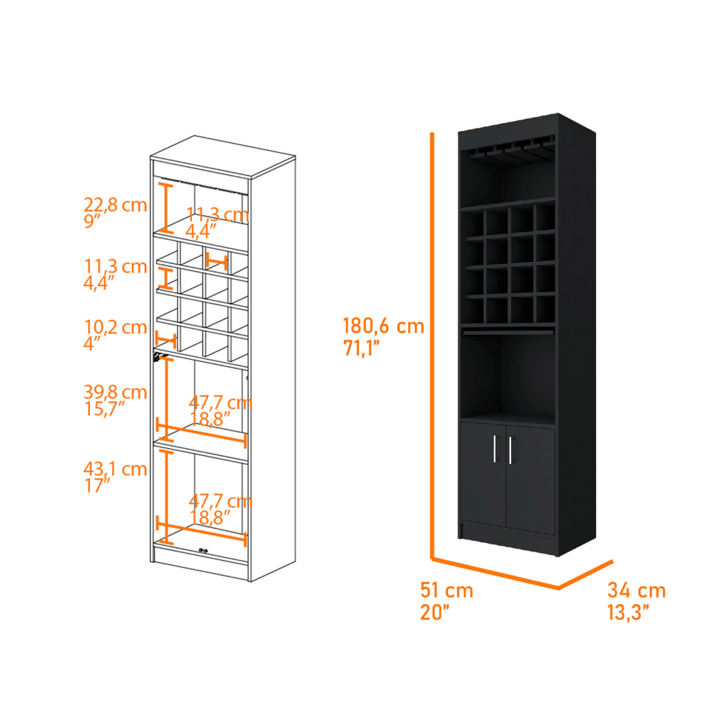 Wenge 16-Bottle Bar Cabinet - Stylish Storage & Display