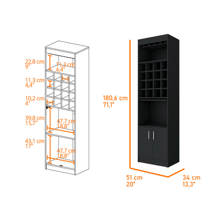 Wenge 16-Bottle Bar Cabinet - Stylish Storage & Display