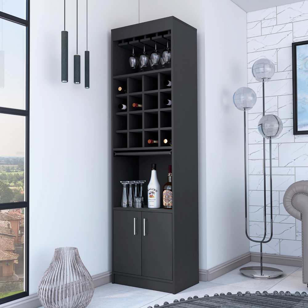 Wenge 16-Bottle 1-Shelf Bar Cabinet