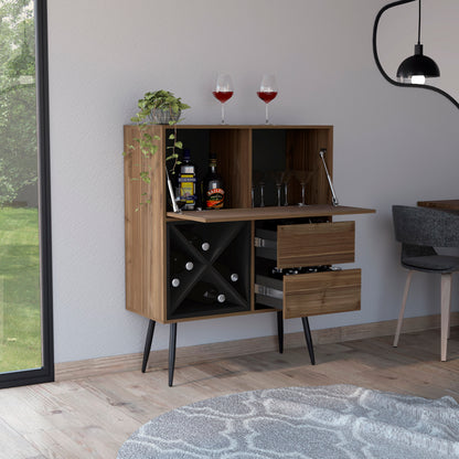 Wenge 4-Bottle Bar Cabinet with 2 Drawers
