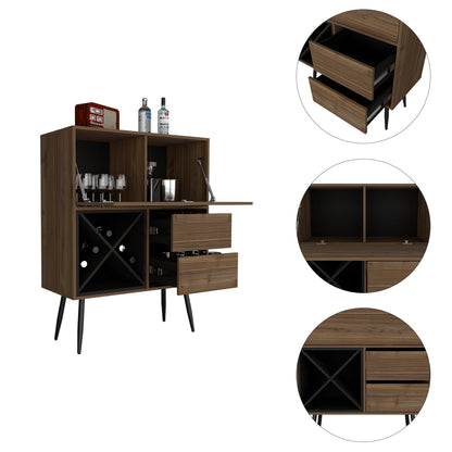 Wenge 4-Bottle Bar Cabinet with 2 Drawers