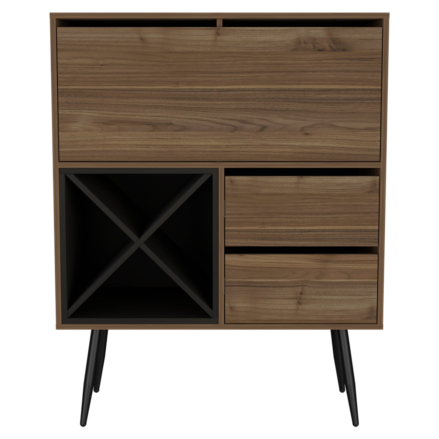 Wenge 4-Bottle Bar Cabinet with 2 Drawers