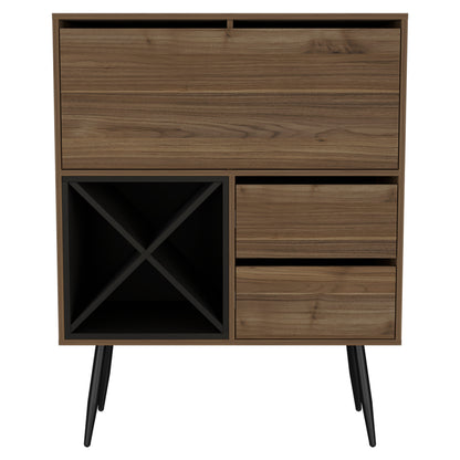 Wenge 4-Bottle Bar Cabinet with 2 Drawers