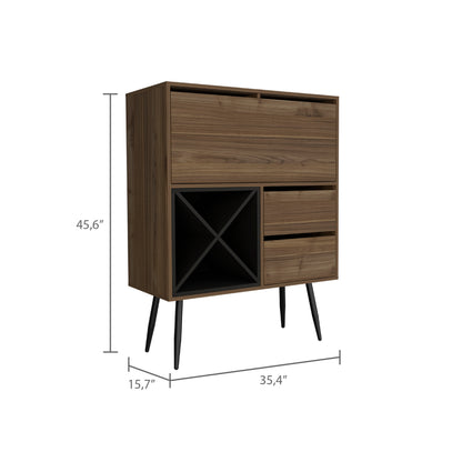 Wenge 4-Bottle Bar Cabinet with 2 Drawers