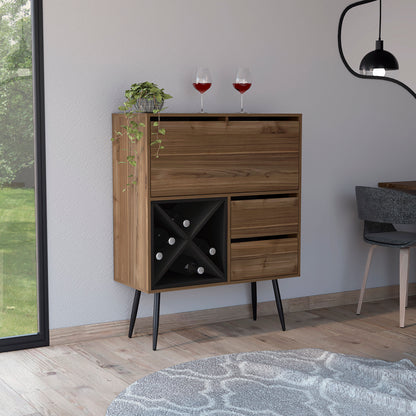 Wenge 4-Bottle 2-Drawer Bar Cabinet Mahogany and