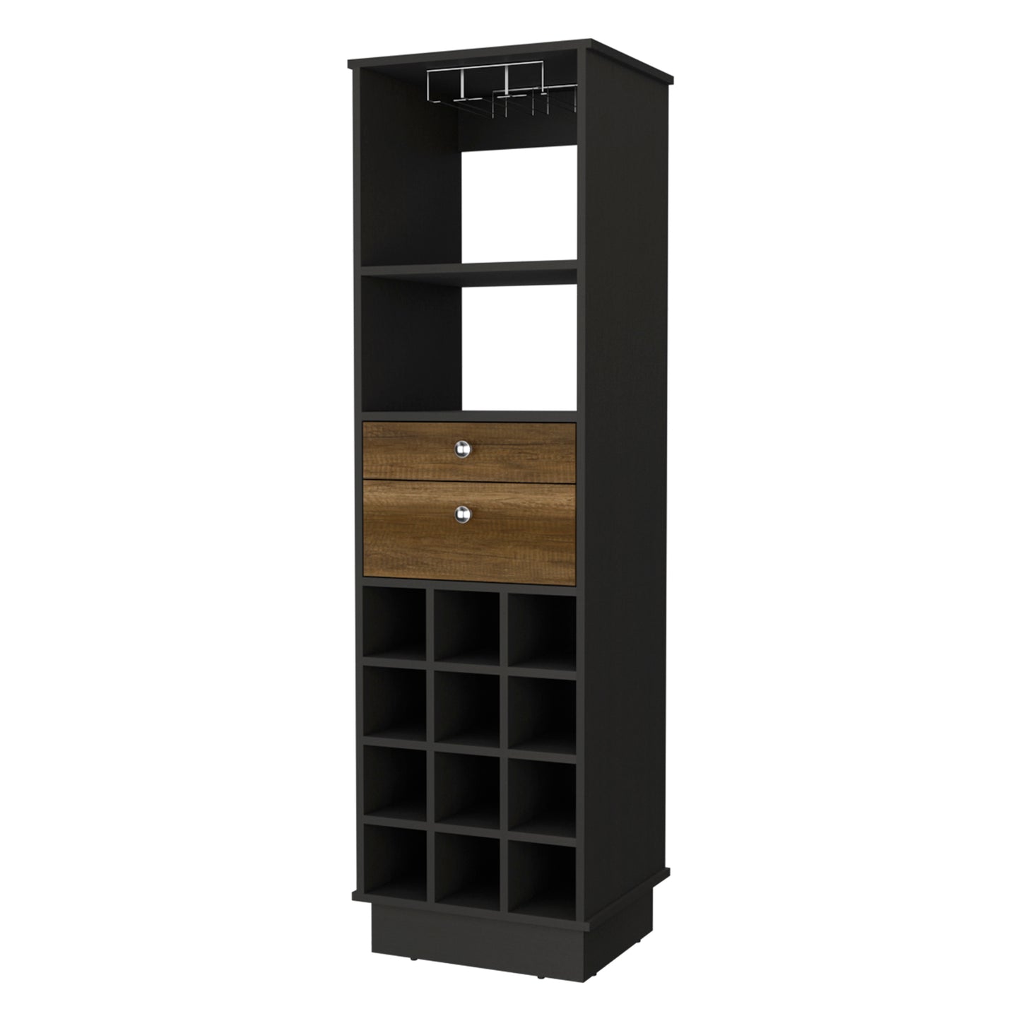 Wenge 12 Bottle Bar Cabinet with Drawers & Shelf for Living Room