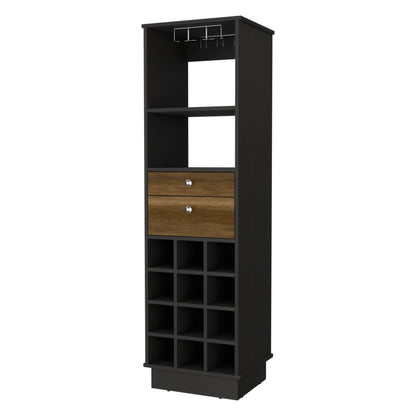 Wenge 12 Bottle Bar Cabinet with Drawers & Shelf for Living Room