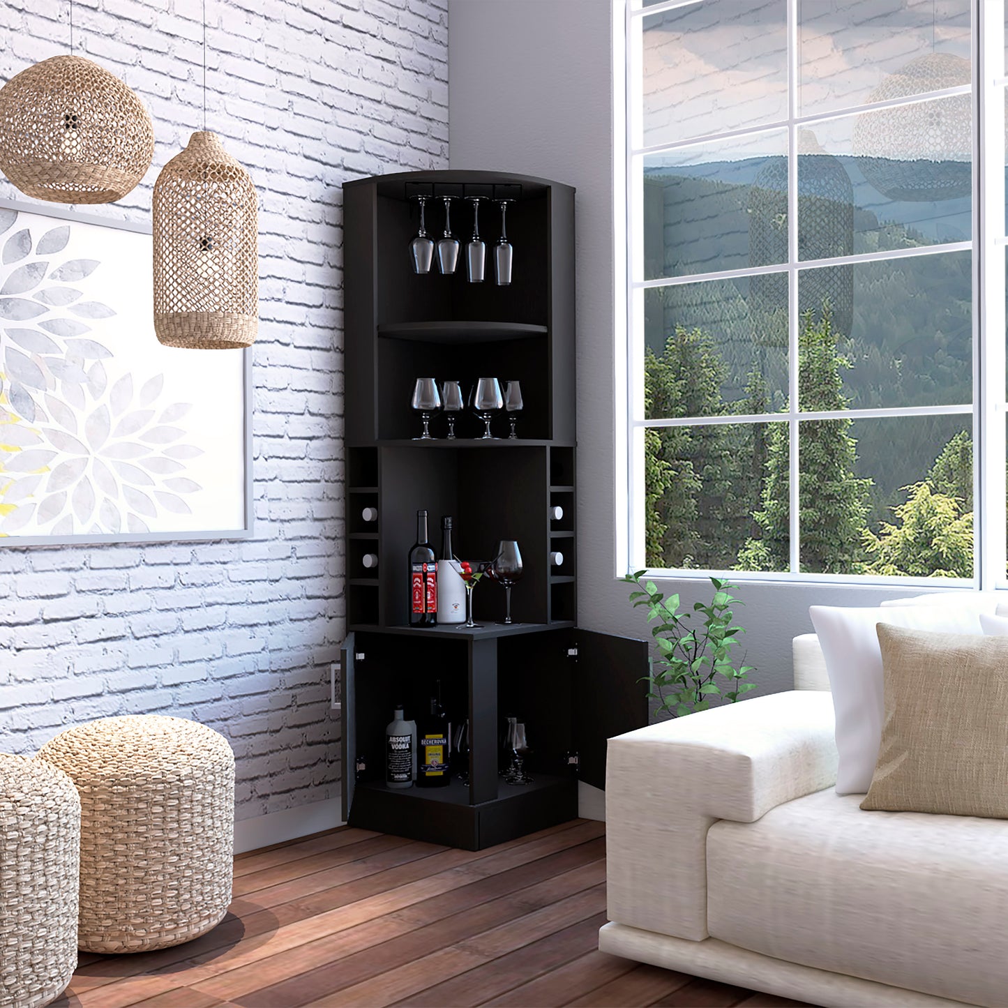 Jamesport Bar Cabinet - Wenge Wine Storage 4 Bottles