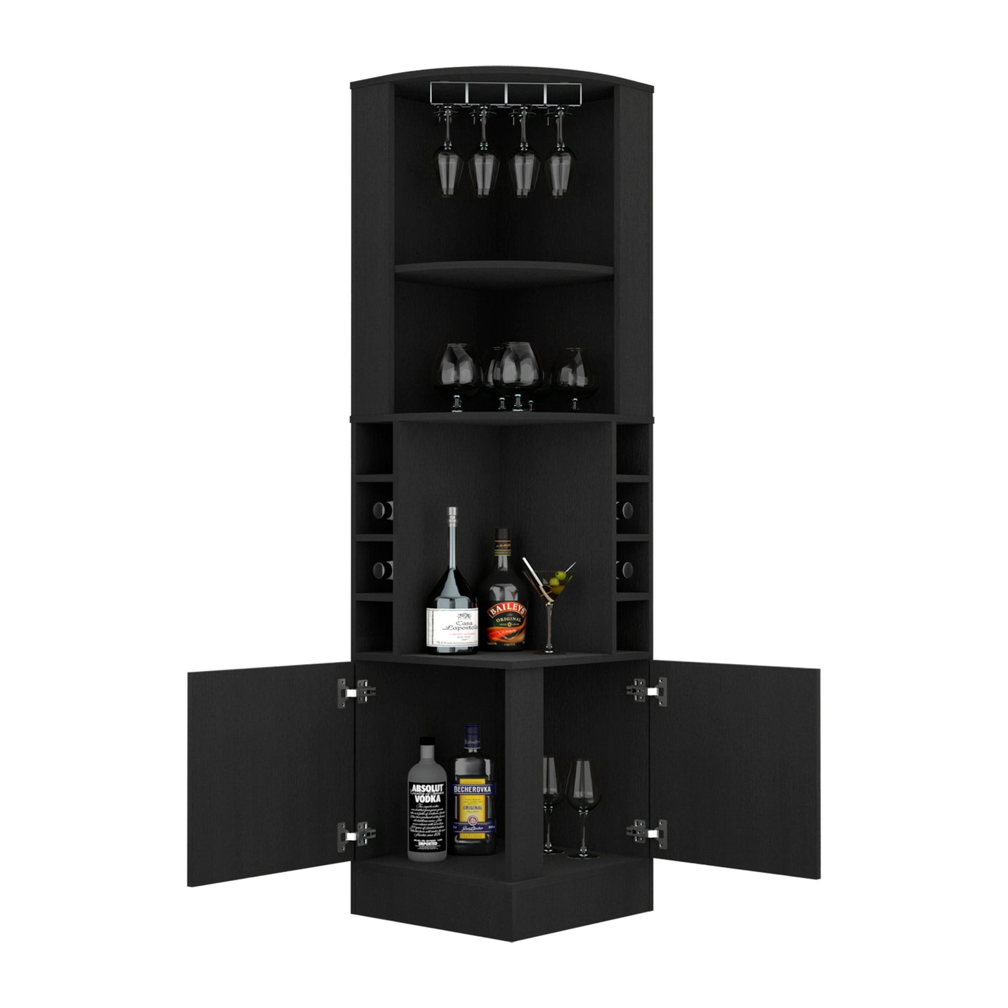 Jamesport Bar Cabinet - Wenge Wine Storage 4 Bottles