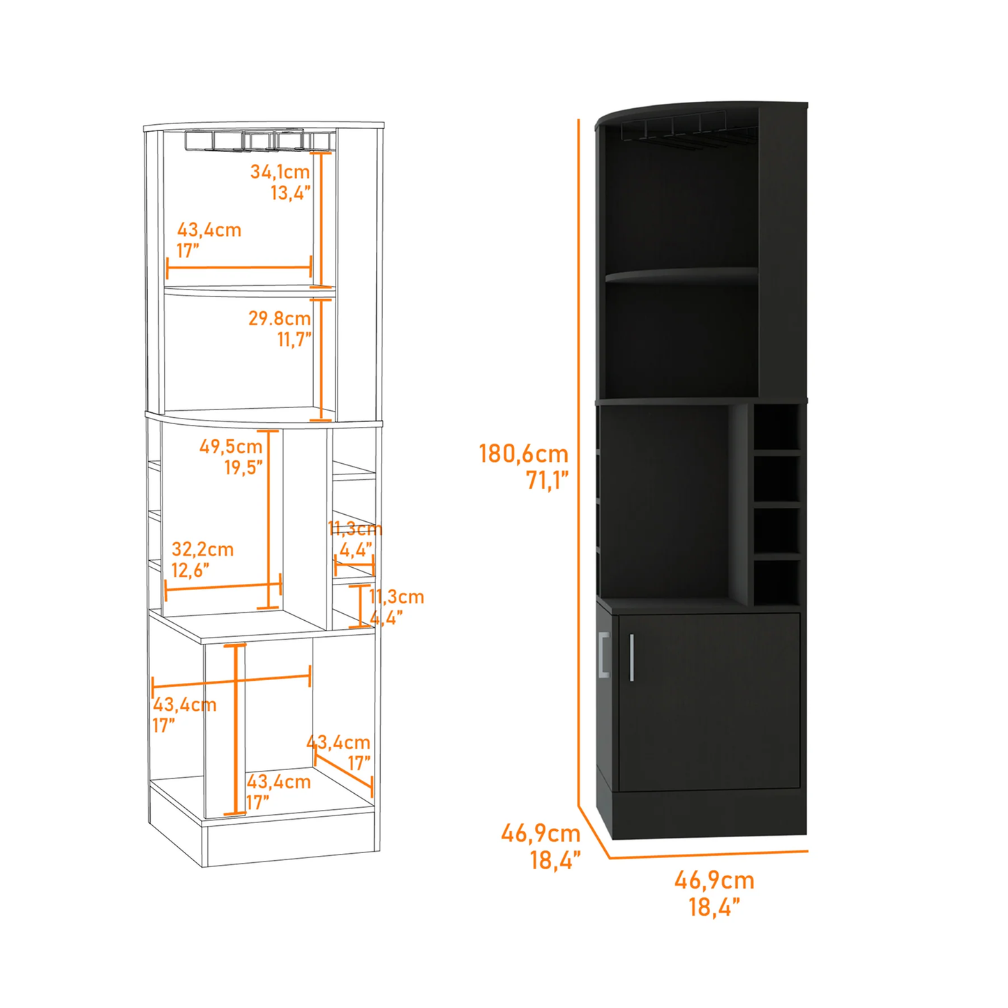 Jamesport Bar Cabinet - Wenge Wine Storage 4 Bottles
