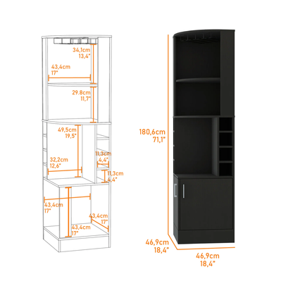 Jamesport Bar Cabinet - Wenge Wine Storage 4 Bottles