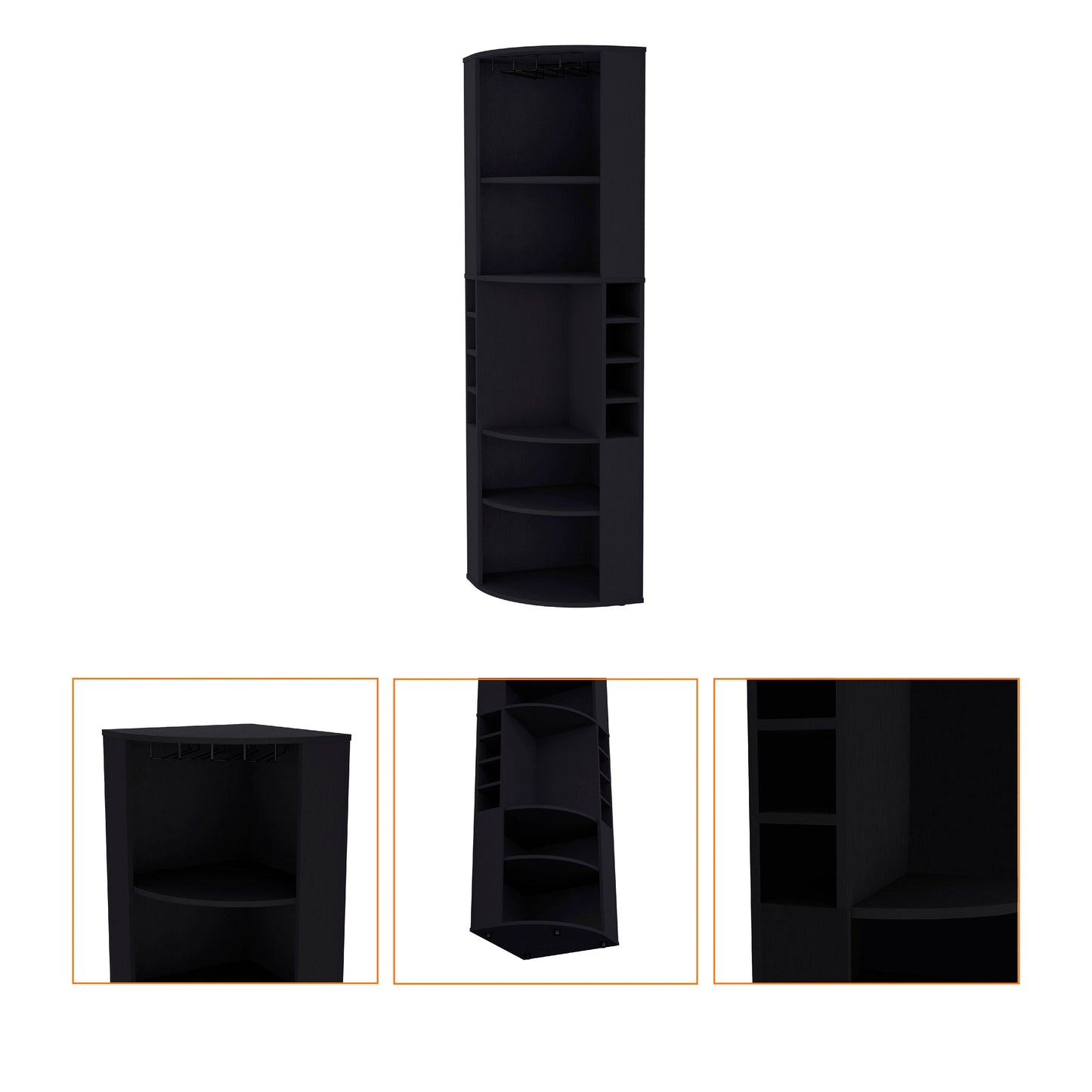 Wenge 5 Shelf Corner Bar Cabinet - Living Room Storage