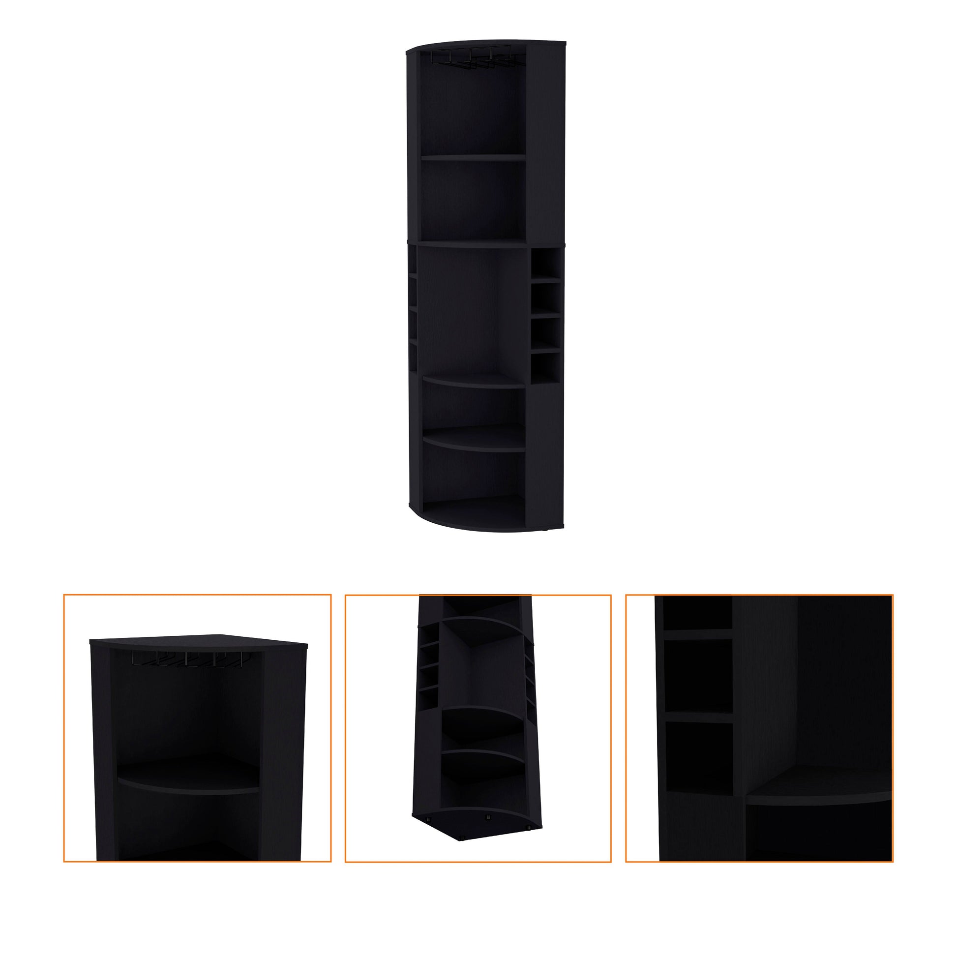 Wenge 5 Shelf Corner Bar Cabinet - Living Room Storage