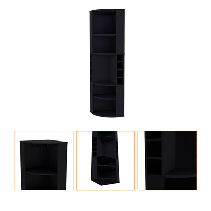 Wenge 5 Shelf Corner Bar Cabinet - Living Room Storage