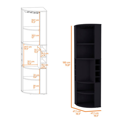 Wenge 5 Shelf Corner Bar Cabinet - Living Room Storage