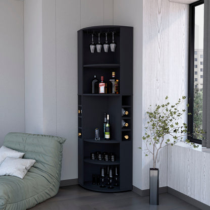 Wenge 5 Large Shelves Corner Bar Cabinet