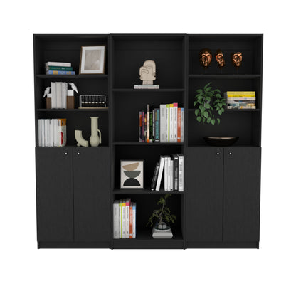 Wenge 3-Shelf Bookcase Set - Living Room Storage