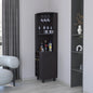Wengue Corner Bar Cabinet with Glass Holder and Wine Rack