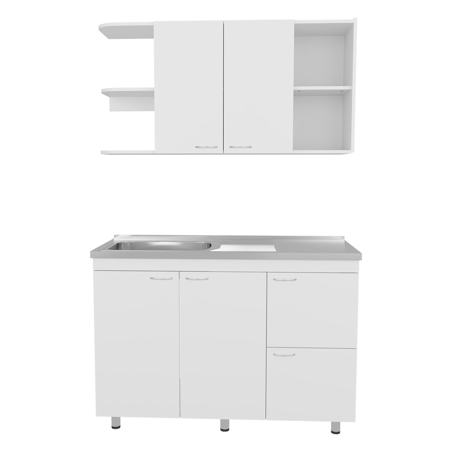 White Multifunctional Kitchen Cabinet Set - Ample Storage