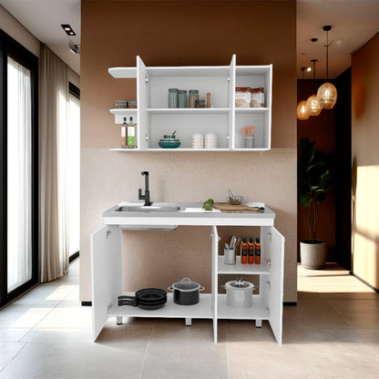 White Multifunctional Kitchen Cabinet Set - Ample Storage