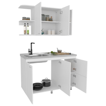 White Multifunctional Kitchen Cabinet Set - Ample Storage