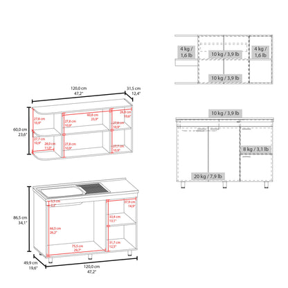 White Multifunctional Kitchen Cabinet Set - Ample Storage