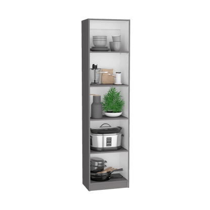 Multi-Color 5-Shelf Bookcase - Slim Design Cabinet for Living Room