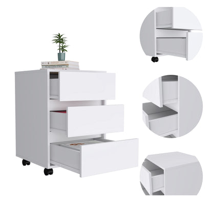 White 3-Drawer Filing Cabinet - 18" W x 17.8" D x 17.8" H for Living Room