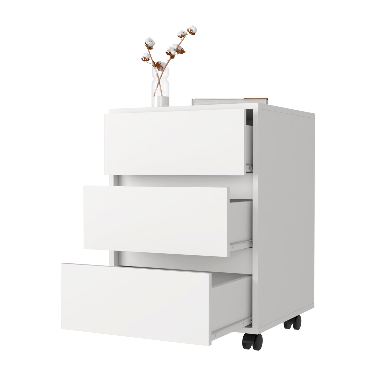 White 3-Drawer Filing Cabinet - 18" W x 17.8" D x 17.8" H for Living Room