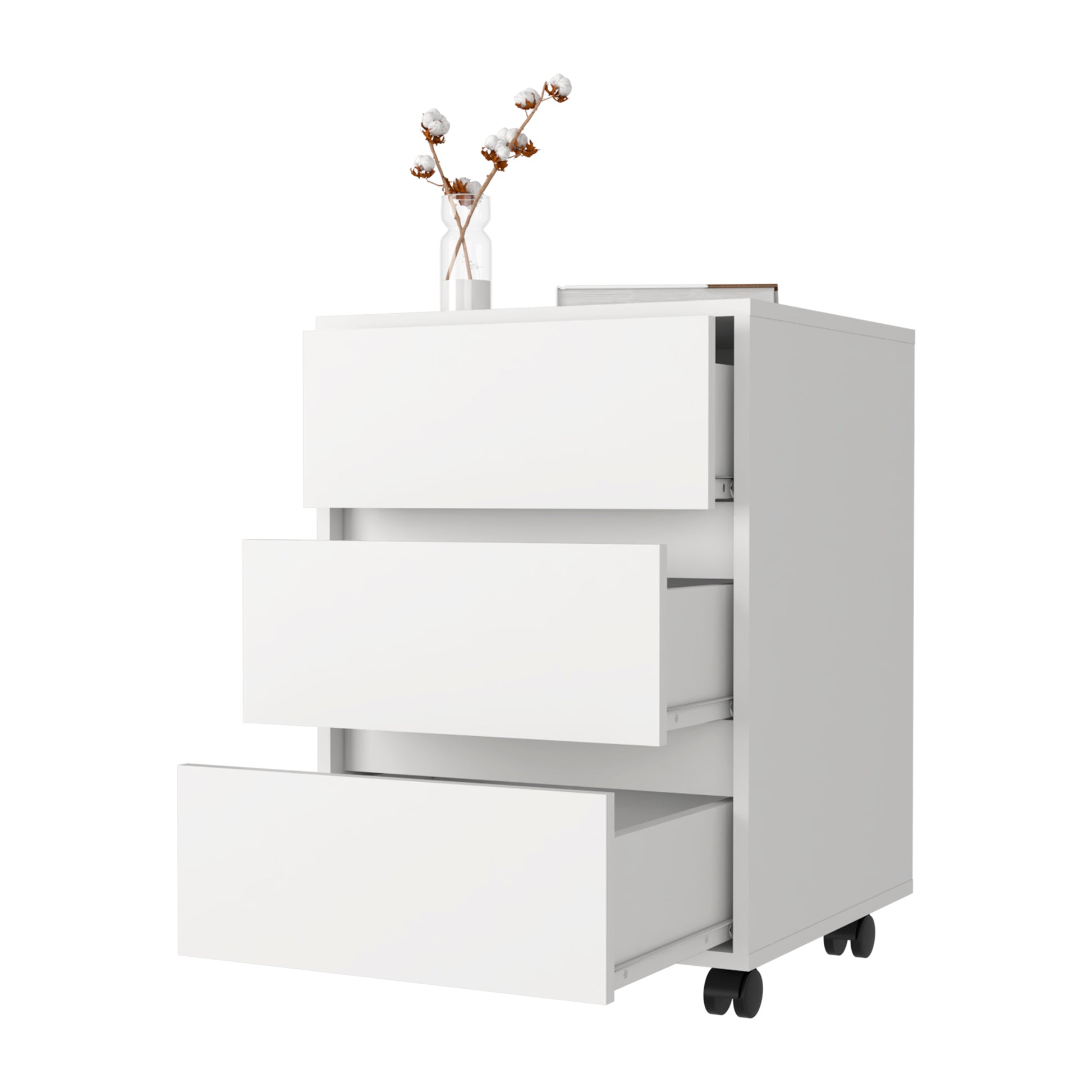 White 3-Drawer Filing Cabinet - 18" W x 17.8" D x 17.8" H for Living Room