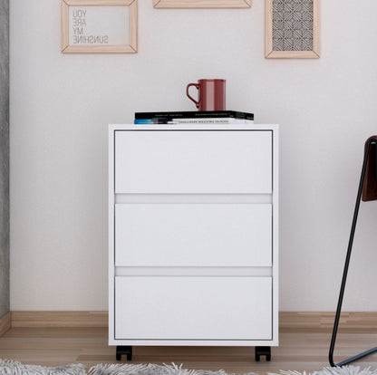 Artemisa 3 Drawer Filing Cabinet, Four Casters, Superior Top -White