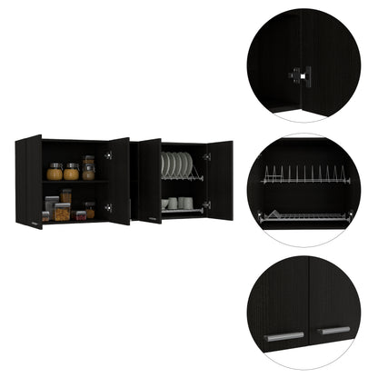 Portofino Wall Cabinet - Black Particle Board Storage