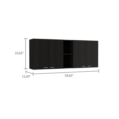 Portofino Wall Cabinet - Black Particle Board Storage