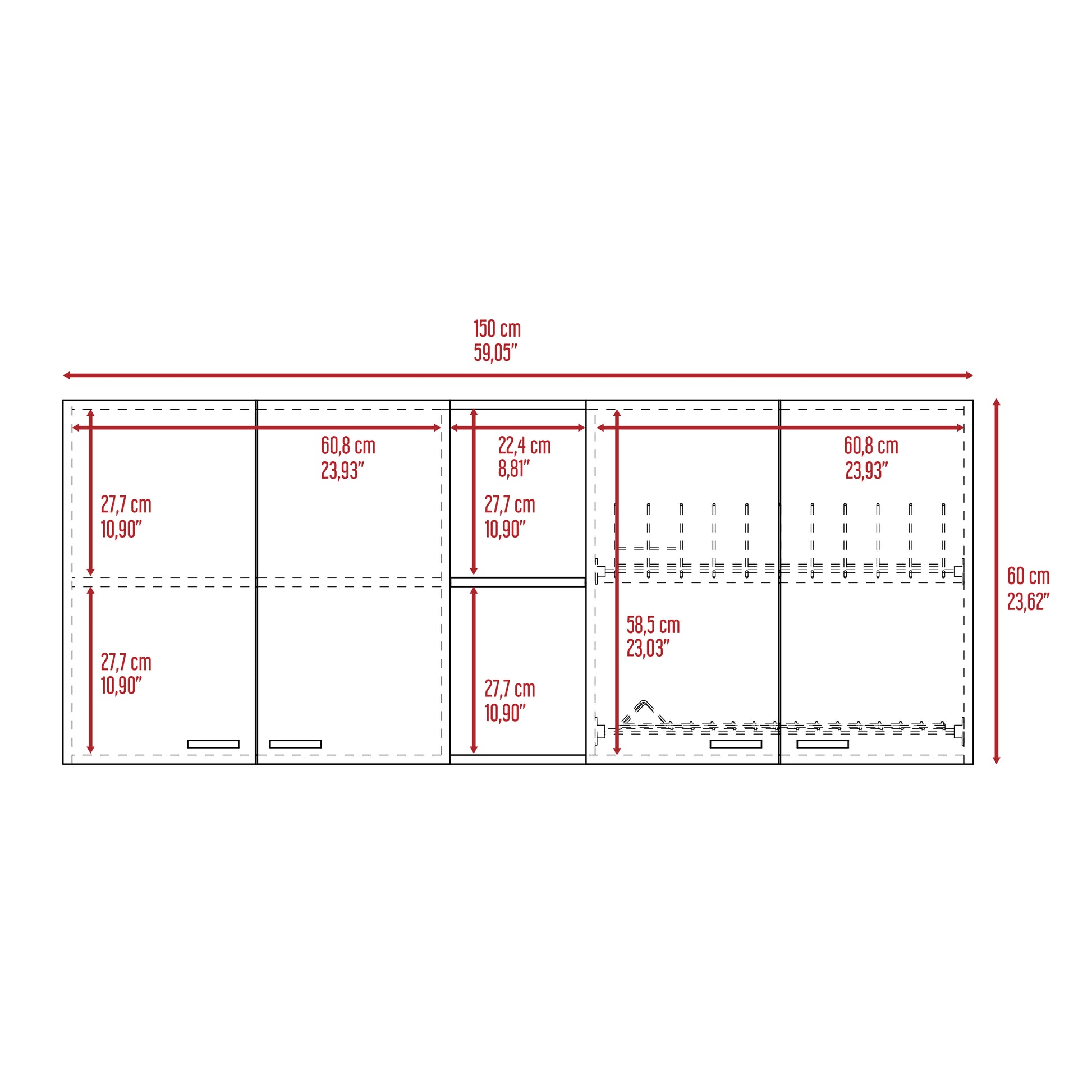 Portofino White Cabinet - 12.4 x 59.1"