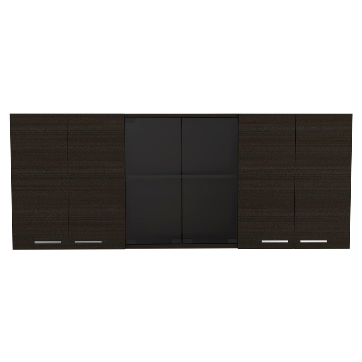 Black Particle Board Wall Cabinet with Glass for Bedroom Storage for Living Room