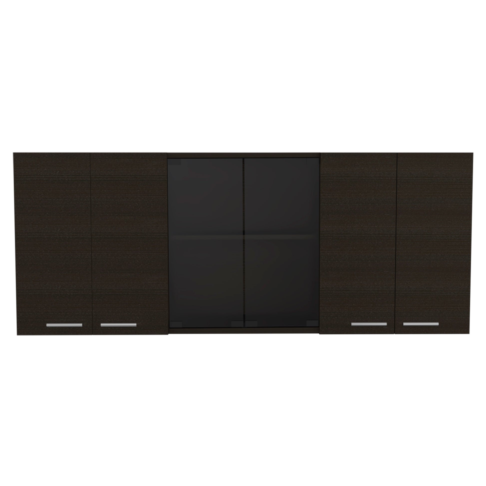 Black Particle Board Wall Cabinet with Glass for Bedroom Storage for Living Room